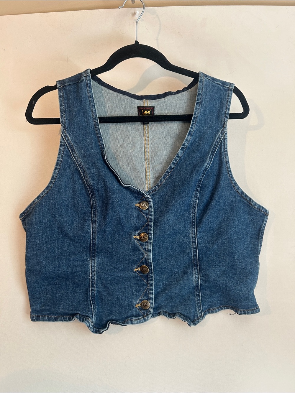 Lee Women's Dark Blue Denim Crop Vest XL